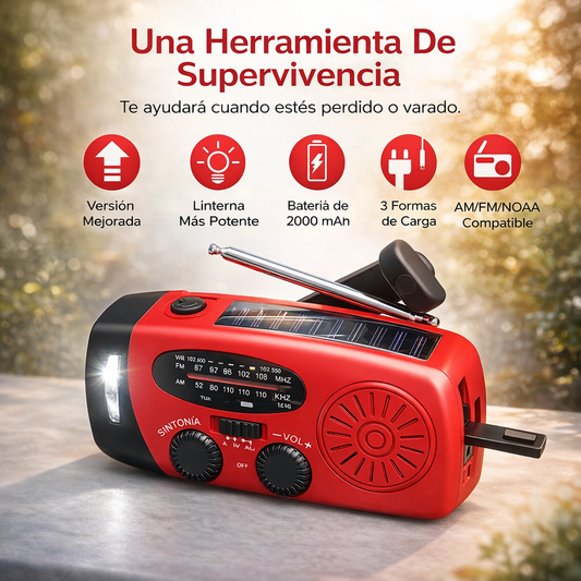 Radio de Emergencia Solar Portátil™ Prepárate para cualquier apagón