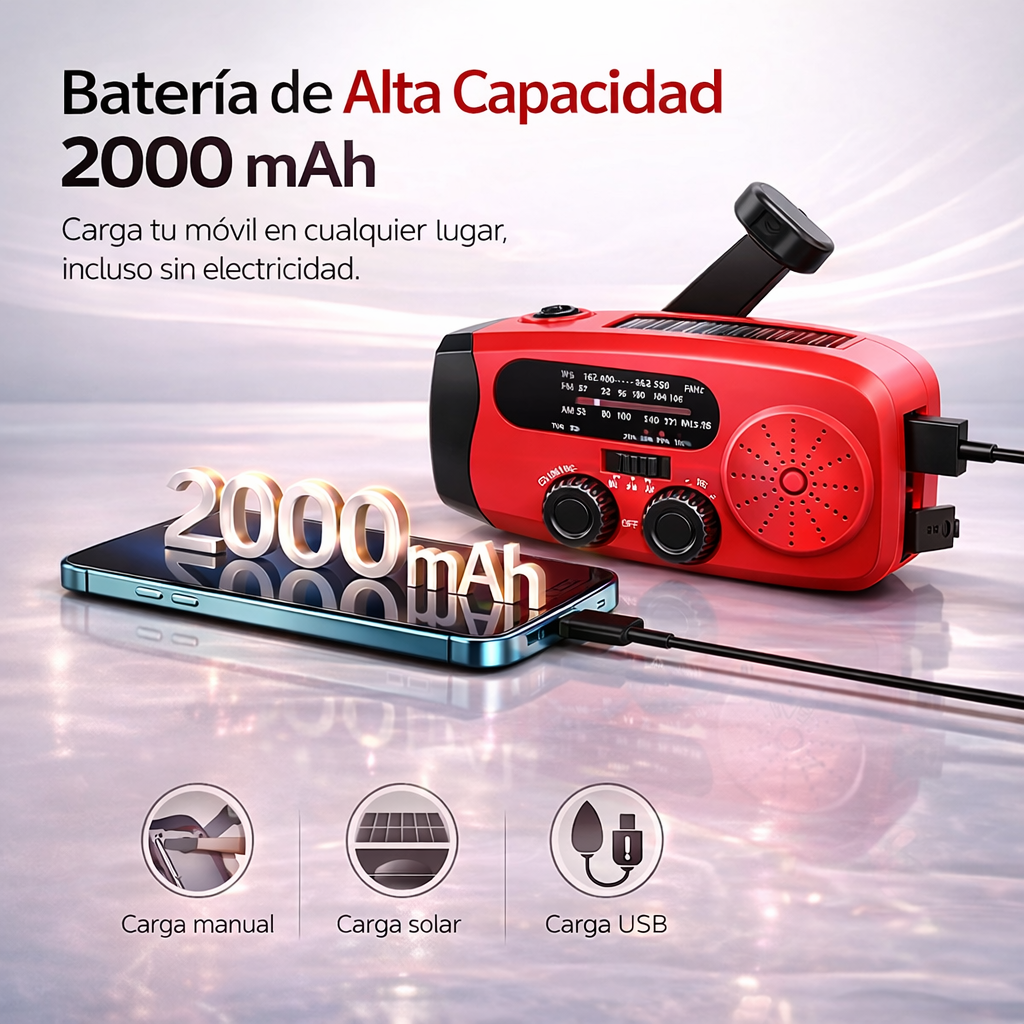 Radio de Emergencia Solar Portátil™ Prepárate para cualquier apagón