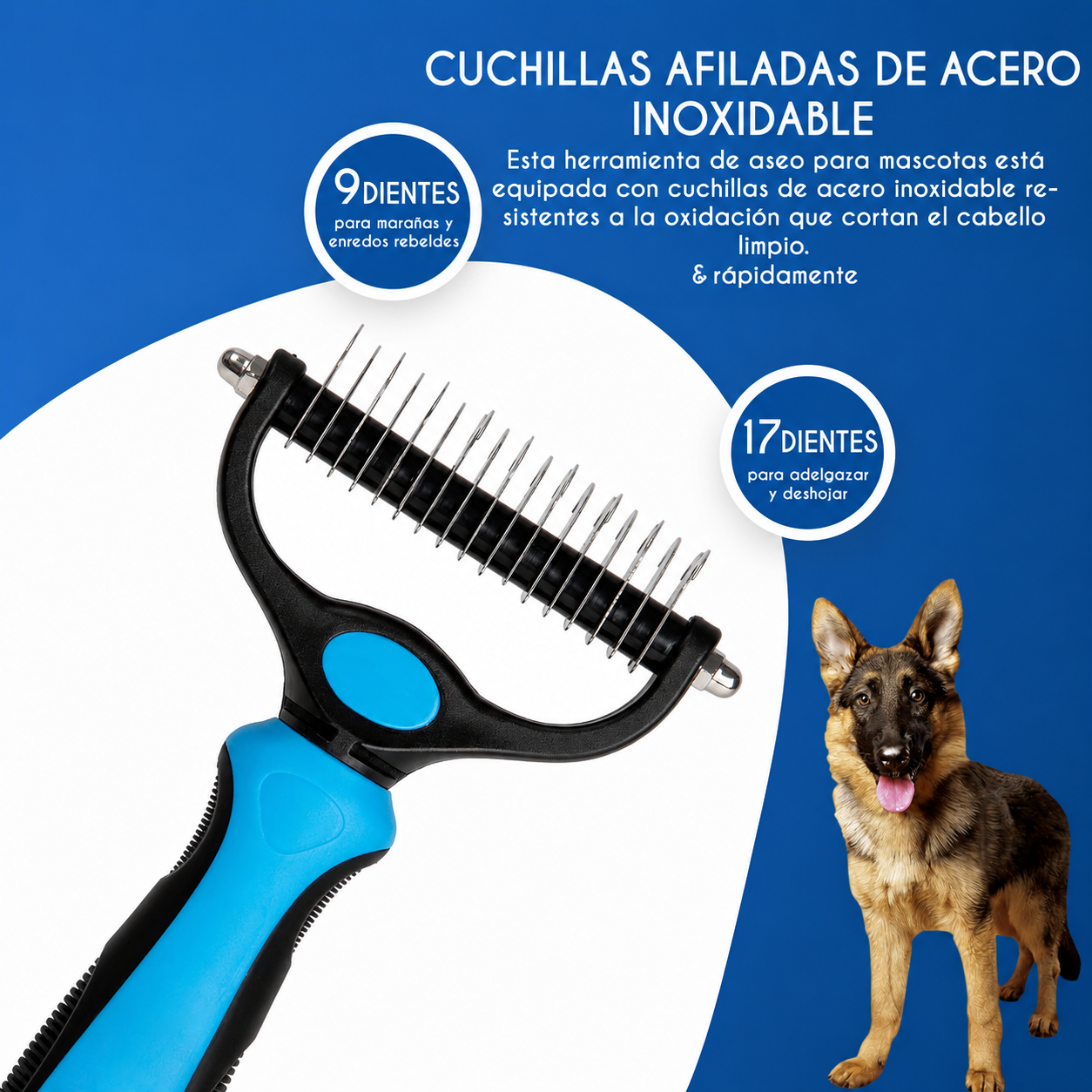 Peine Desenredante de Doble Acción™ – Elimina nudos rebeldes sin tirones ni dolor.