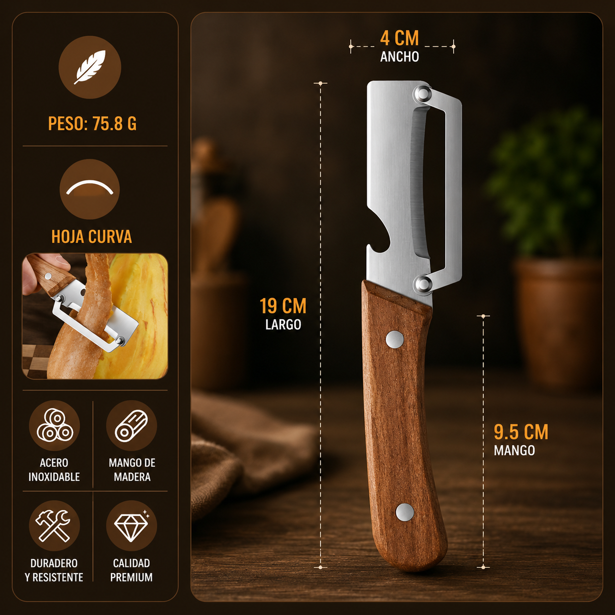 2X1! Cuchillo Multifunción 3 en 1™ - Pela, corta y ahorra tiempo en cada comida