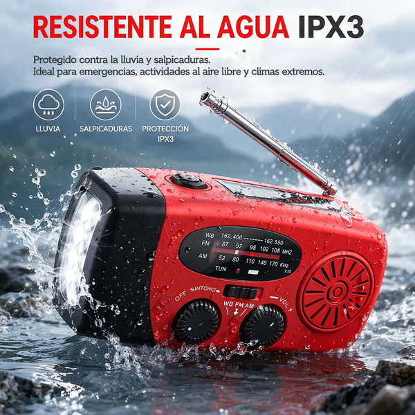 Radio de Emergencia Solar Portátil™ Prepárate para cualquier apagón