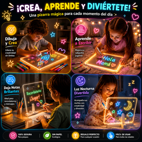 Pizarra Colores LED - Haz Brillar la Imaginación de los peques✨