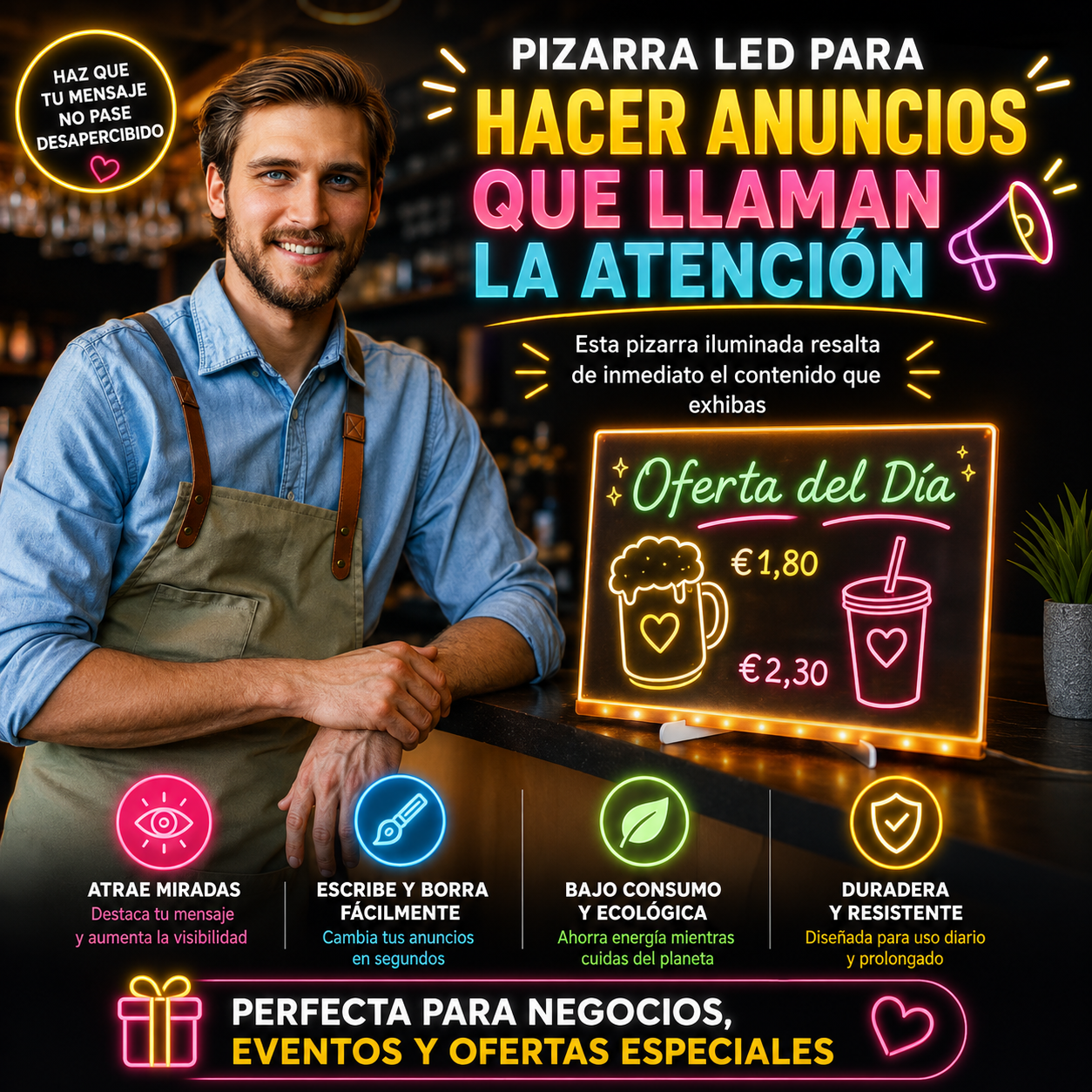 Pizarra Colores LED - Haz Brillar la Imaginación de los peques✨