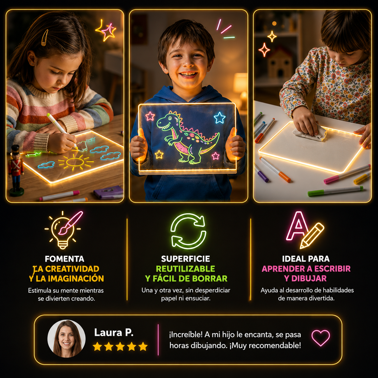 Pizarra Colores LED - Haz Brillar la Imaginación de los peques✨