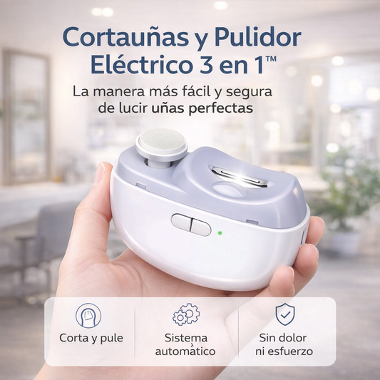 Cortaúñas y Pulidor Eléctrico 3 en 1™ Uñas perfectas en segundos, sin cortes ni esfuerzo.